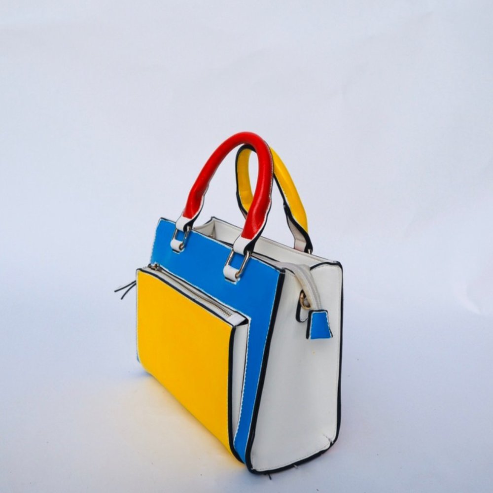 Vintage hand painted primary color blocked bag